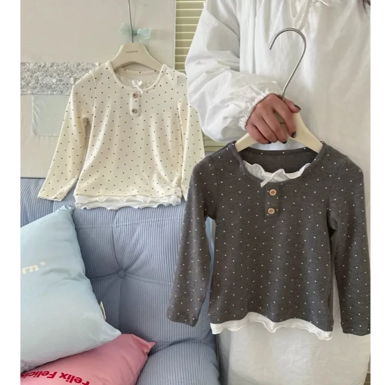 女童春秋款打底衫儿童时髦洋气花边T恤2025新款上衣