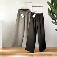 B1557宽松显瘦厚款阔腿裤宽松休闲裤运动长裤高腰松紧腰