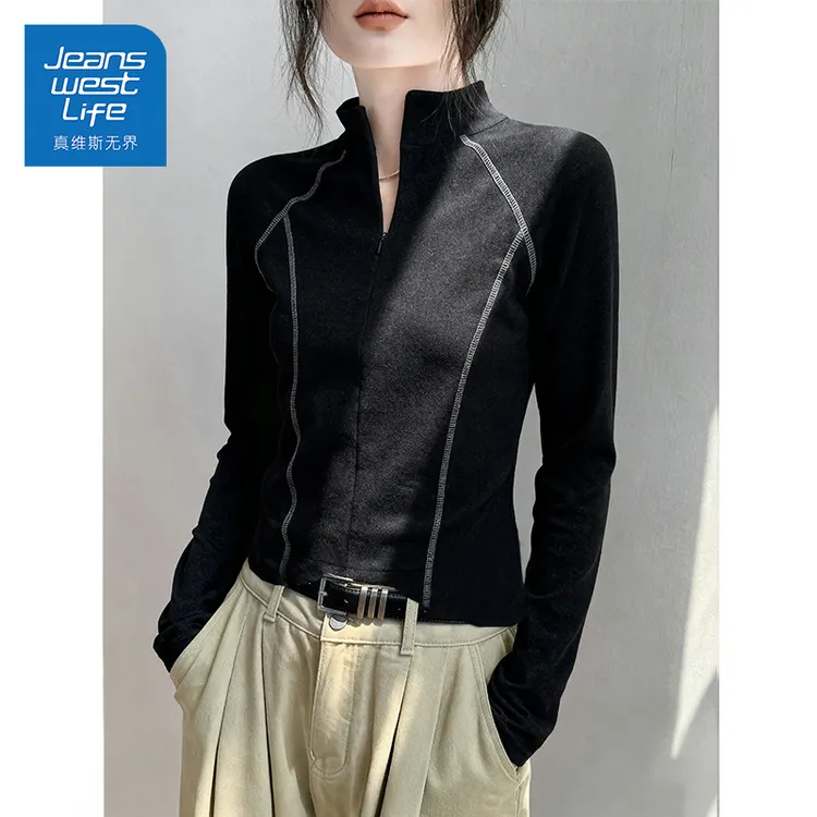 真维斯无界薄绒半高领打底衫冬季锁温不臃肿百搭基础款长袖打底衫