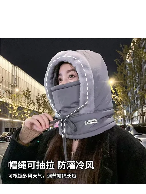 爆款冬季加绒保暖护耳雷锋帽子女大头围滑雪骑行冬季骑车防寒帽子