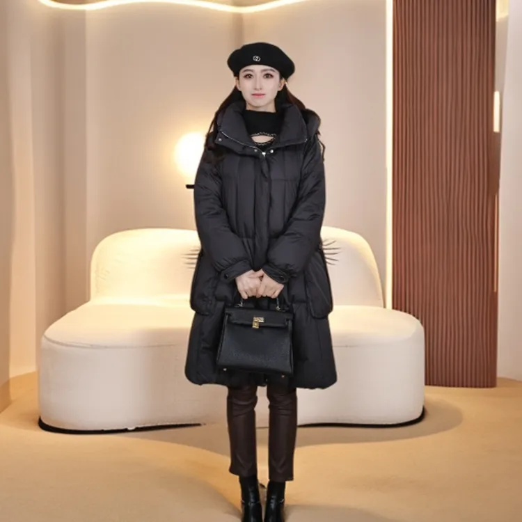 中长款插肩袖女羽绒服休闲秋冬保暖羽绒服YE3B626417A半夏