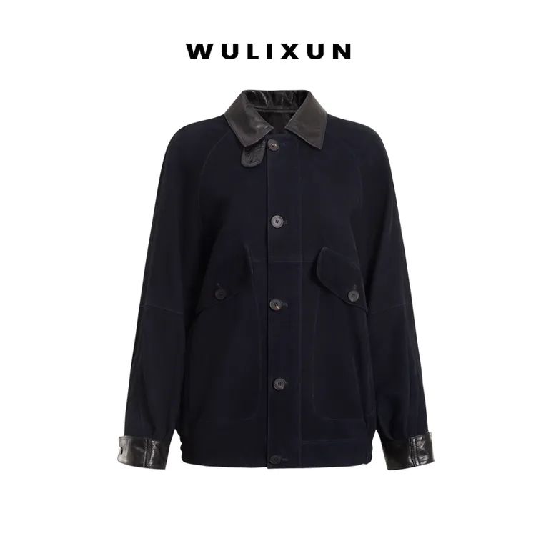 WULIXUN· “老友记·王冠蓝” 新西兰进口绒面皮皮衣外套女