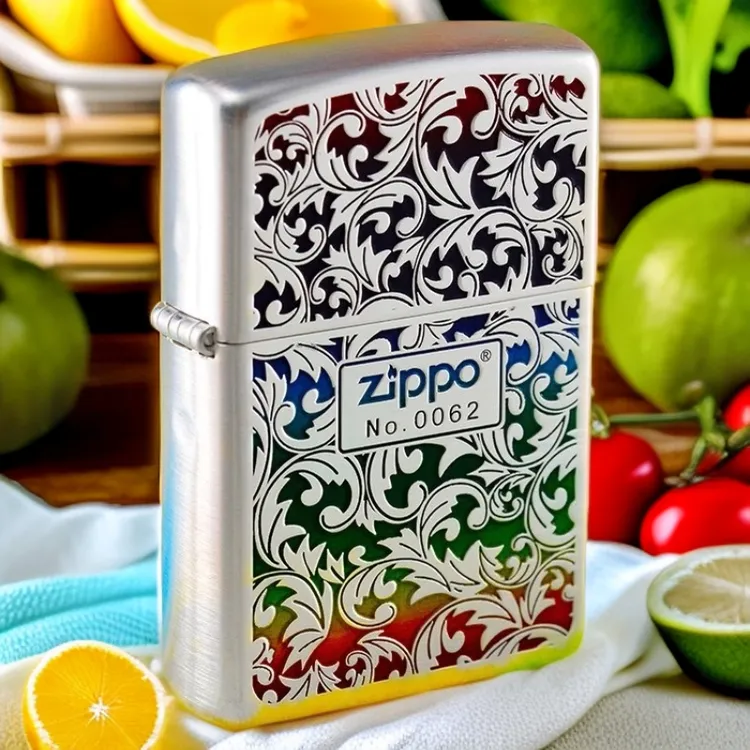 zippo打火机正品限量版镀银彩虹唐草煤油打火机PWJ1