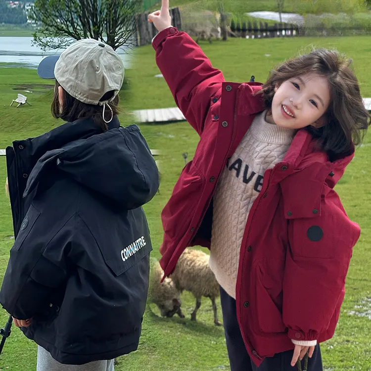 女童加厚冲锋衣羽绒服2025冬装新款初中生女孩白鸭绒新年保暖外套