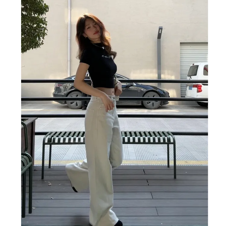 2025夏季新款ins气质简约小众通勤短袖上衣配高腰显瘦休闲裤子