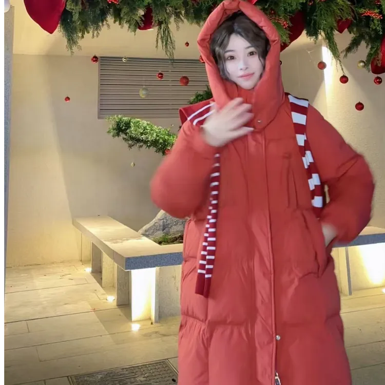 新款爆款2025女中长款羽绒高蓬时尚保暖韩版潮流百搭连帽08908