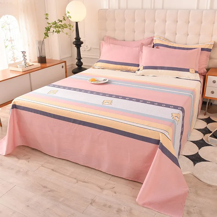 纯棉新款小清新春夏印花床单不掉色不起球柔软亲肤单个枕套床单