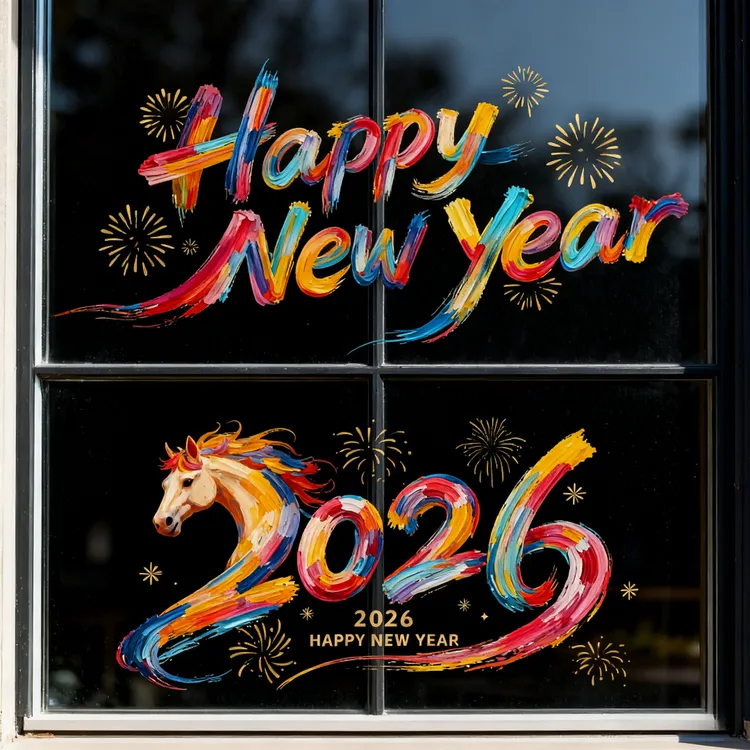 2026不留胶静电吸附窗花大号马年新年过年玻璃装饰窗贴福字贴乔迁