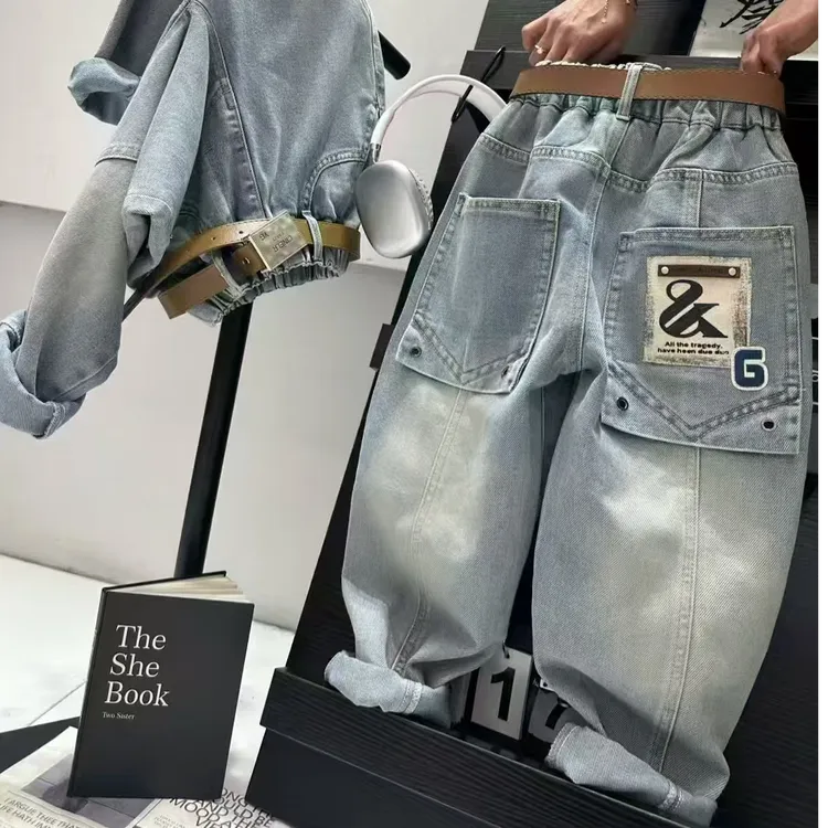 男童裤子炸街2025春秋新款儿童装春装中大童春季牛仔裤痞帅潮男孩