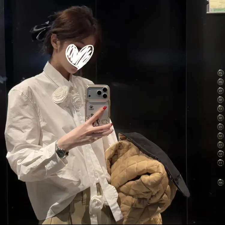 秋冬季老钱风蝴蝶结白色衬衫纯欲女长袖上衣D1125