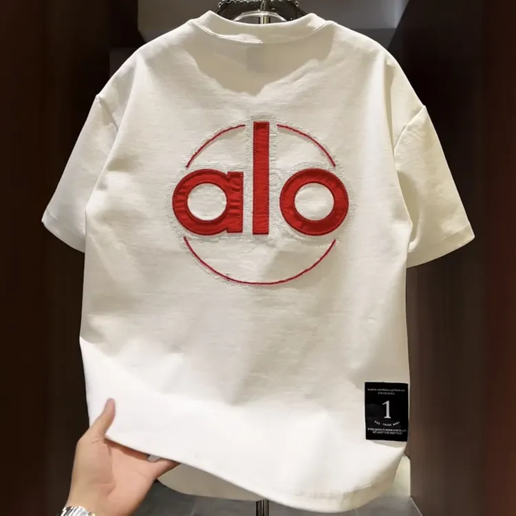 T恤宽松潮流日常刺绣短袖圆领ins字母白色夏季