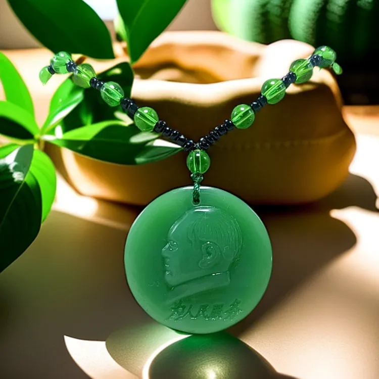 非金属玻璃吊坠 为人民服务毛主席吊坠仿玉毛主席头像纪念品吊坠