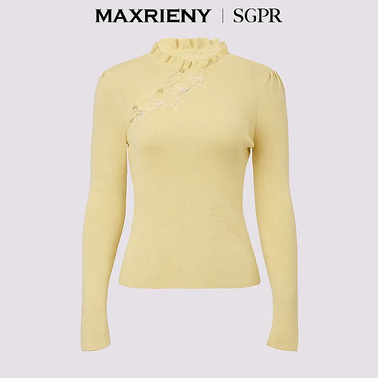 MAXRIENY玛克茜妮贵雅新中式套头针织衫国风盘扣上衣MS85SW759Y50