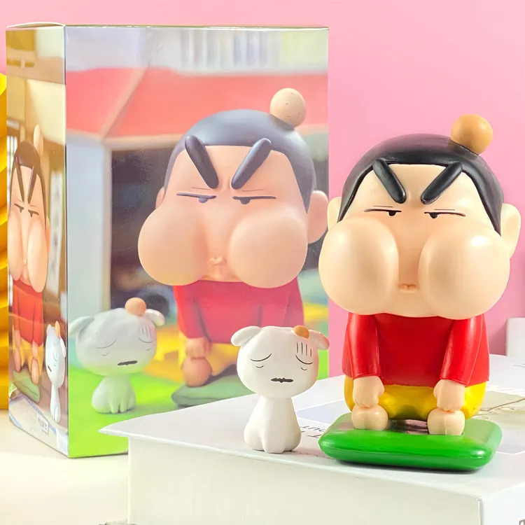 新款创意蜡笔小新气鼓鼓挨打小新小白手办PVC实心动漫桌面摆件