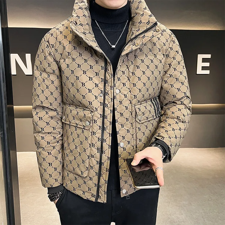 潮牌短款羽绒服男士2025年新款休闲立领外套青年保暖冬季时尚潮流