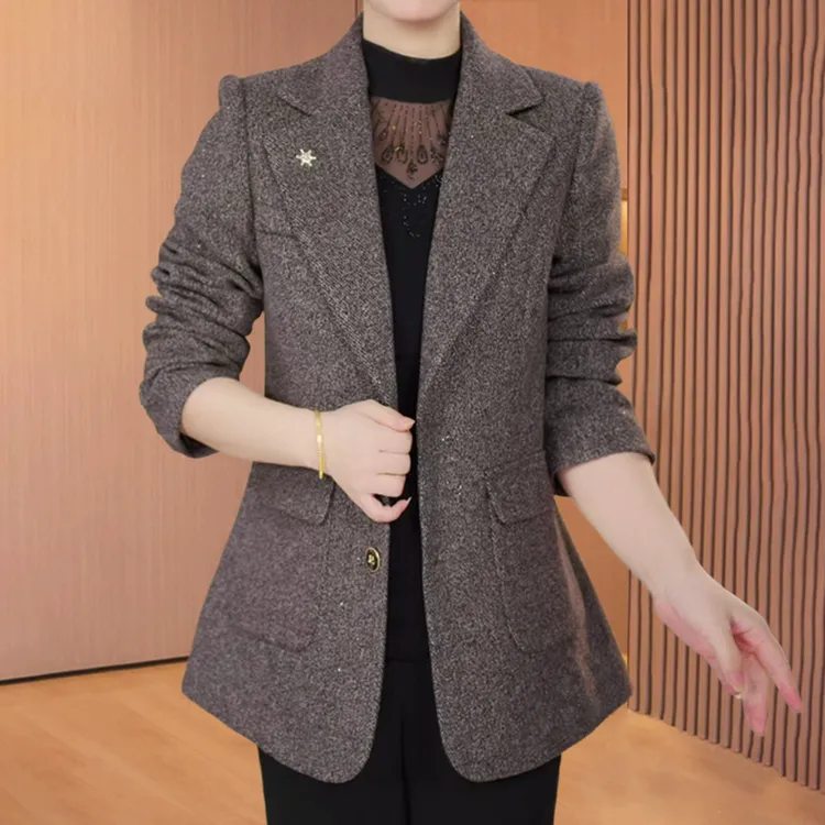 【莫瑞】西装外套女2025新款秋冬洋气高端爆款加厚妈妈毛呢西服上衣