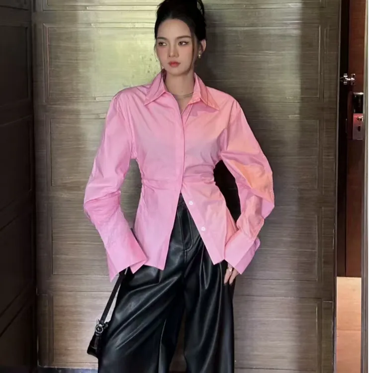 春季新款收腰衬衫上衣显瘦女装衬衣#25026