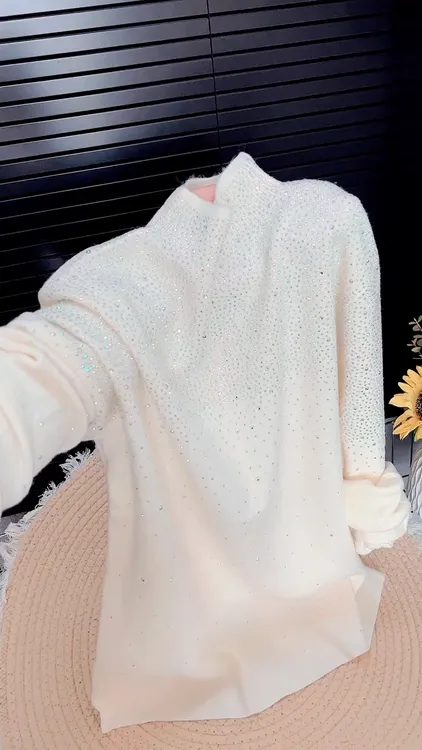 2025秋冬季新款烫钻不褪色针织长袖网红套头时尚百搭毛针织衫上衣