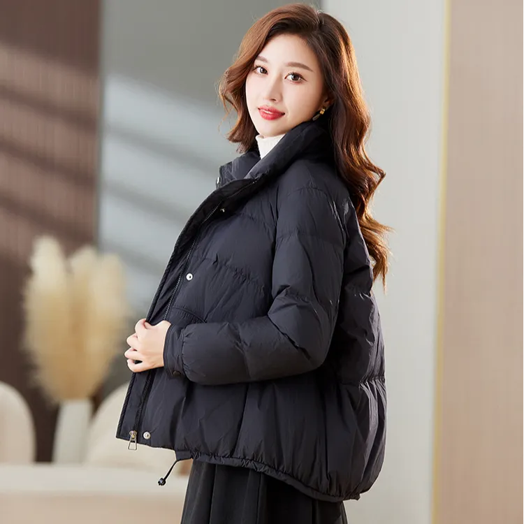 90白鸭绒羽绒服+运费险保暖拒污厚款短款纯色时尚加厚冬装秋冬