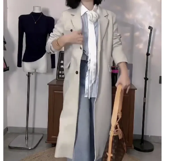 2024春季新款时尚女装网红潮流气质洋气中长款大衣卫衣Ma6