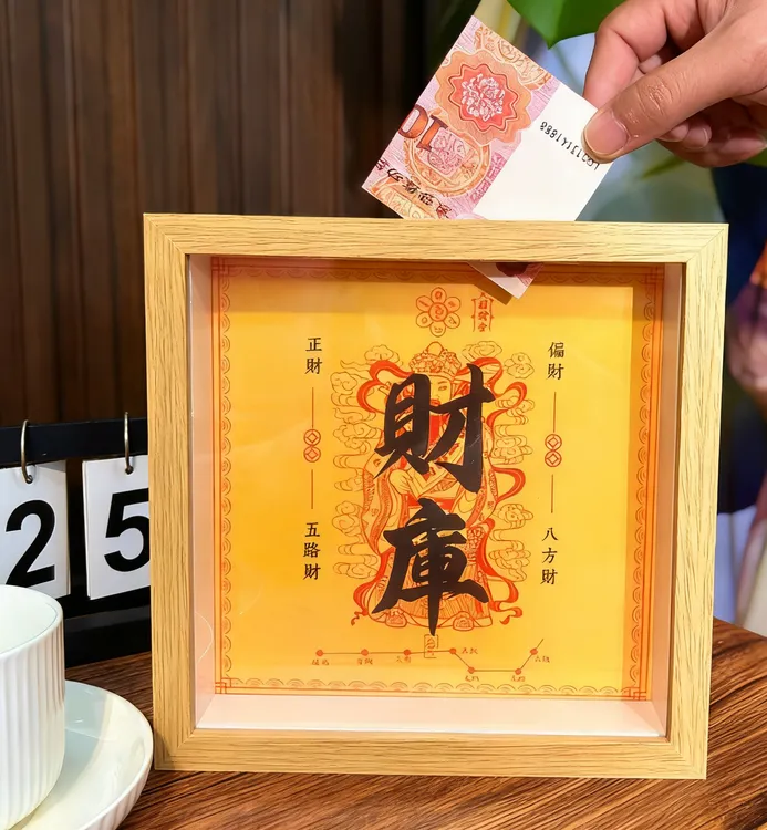 2026马年财库天官赐福存钱罐摆件马年生肖相框储钱罐摆件客厅装饰