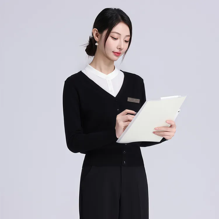 酒店前台美容院工作服女秋冬高端医疗前台店长餐饮美容师店长套装