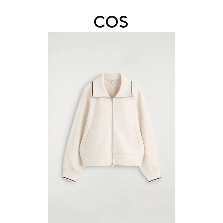 COS女装 标准版型烟囱领夹克米白色2025秋季新品1304560002