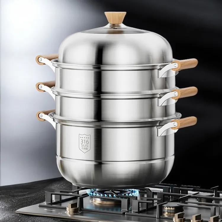 316不锈钢多功能蒸锅大容量加厚材质不挑炉灶蒸包子馒头专用锅