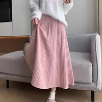 【秀宝女装】高腰a字垂感气质针织半身裙XB3910