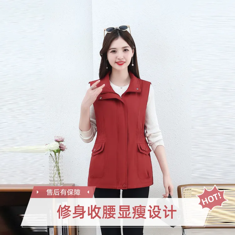 中老年春秋薄款秋冬马甲女收腰设计外穿时尚洋气背心坎肩妈妈装