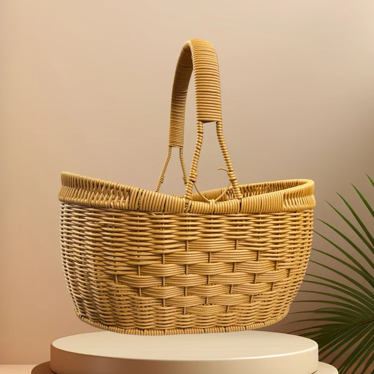 纯手工藤编大号元宝篮家用鸡蛋点心篮户外蔬菜水果采摘篮野餐篮