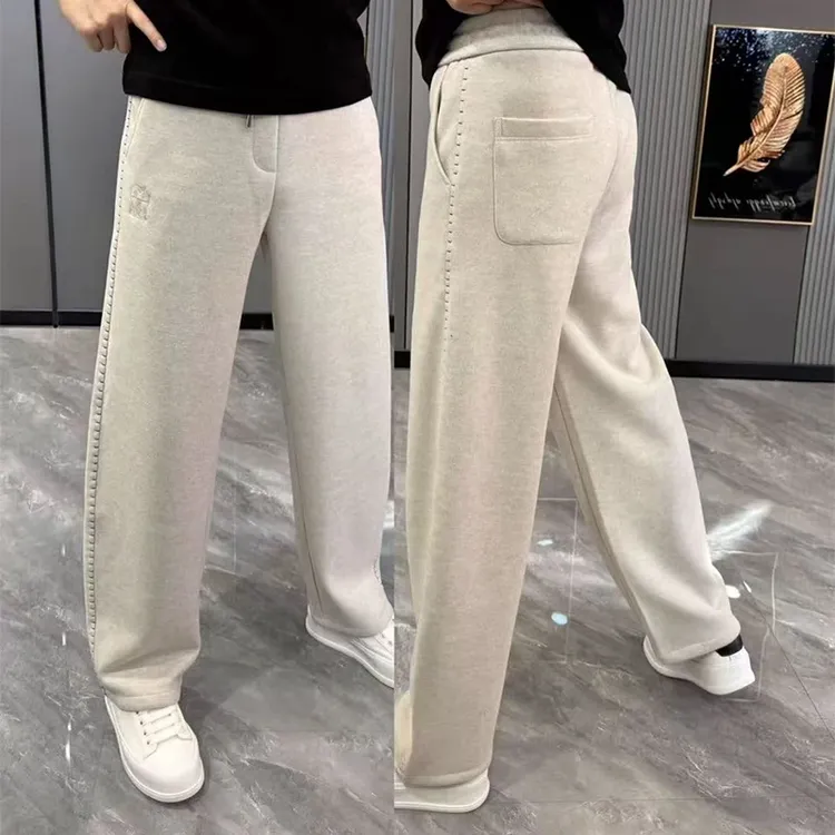 25A106冬季新款男士羊毛混纺休闲裤时尚简约直筒裤帅气宽松男裤