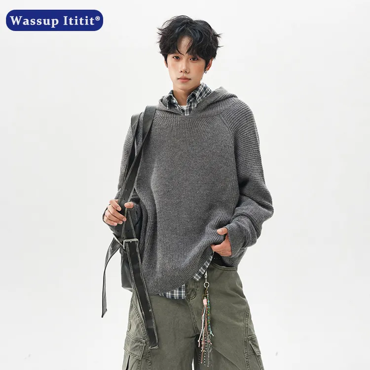 WASSUP ITITIT秋季时尚潮流连帽毛衣韩系ins风休闲宽松毛衣外套