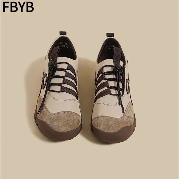 FBYB2025夏季新款厚底芭蕾德训鞋女棕色抽绳运动阿甘老爹鞋小众休