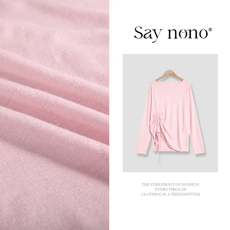 Saynono【懒猫nono】羊毛混纺抽带烫钻慵懒风罩衫/SZ25910