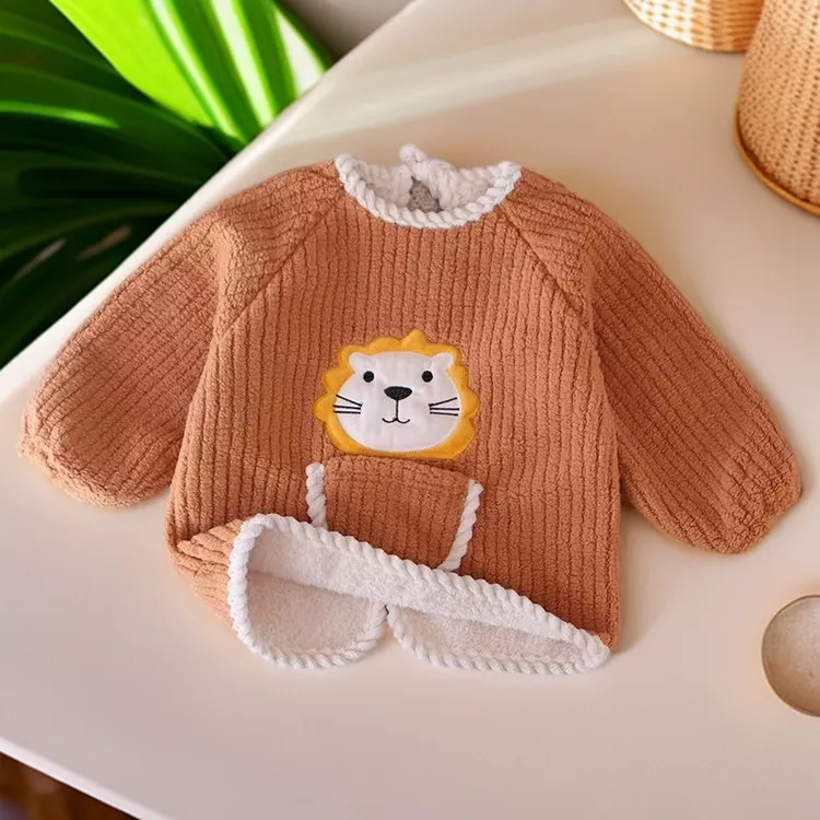 秋冬新款幼儿罩衣加厚反穿衣外穿婴儿围兜小孩罩棉衣护衣加绒罩衫