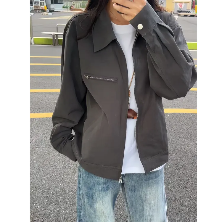 Cleanfit复古短款底特律夹克秋季男美式翻领拉链工装夹克短外套