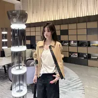 Jnnlh【米兰往事】美式复古！撞色拼接！驼色休闲夹克女