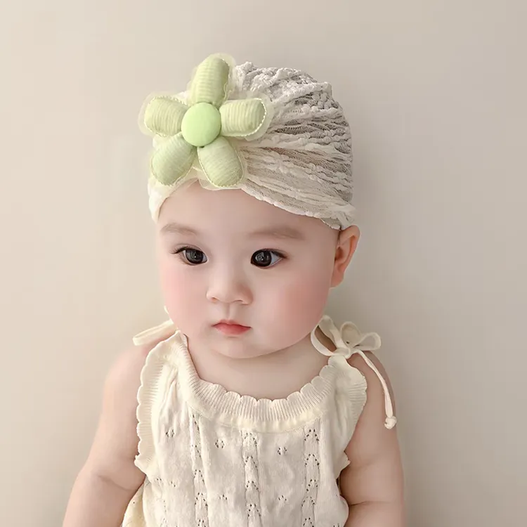 新生儿囟门帽子夏季薄款女宝宝护囟门花朵超萌护卤门胎帽印度帽