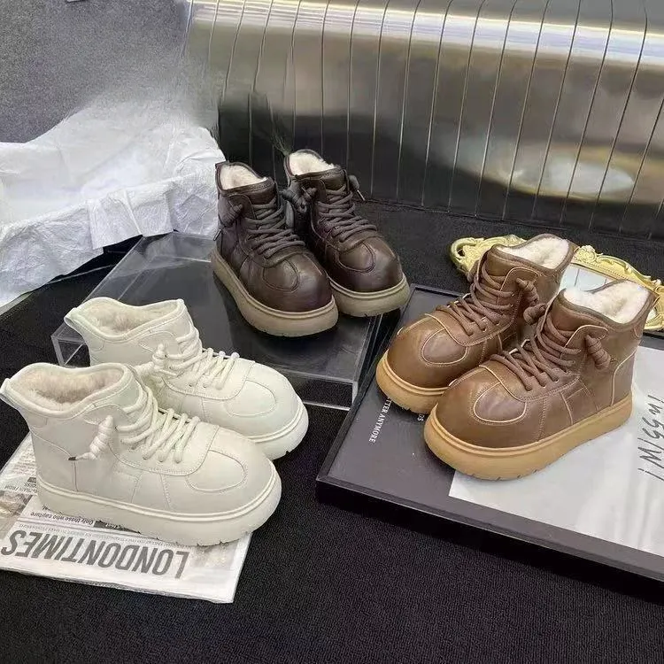 【洋洋】厚底丑萌大头雪地短靴子女冬季加厚保暖2025新款雪地棉鞋