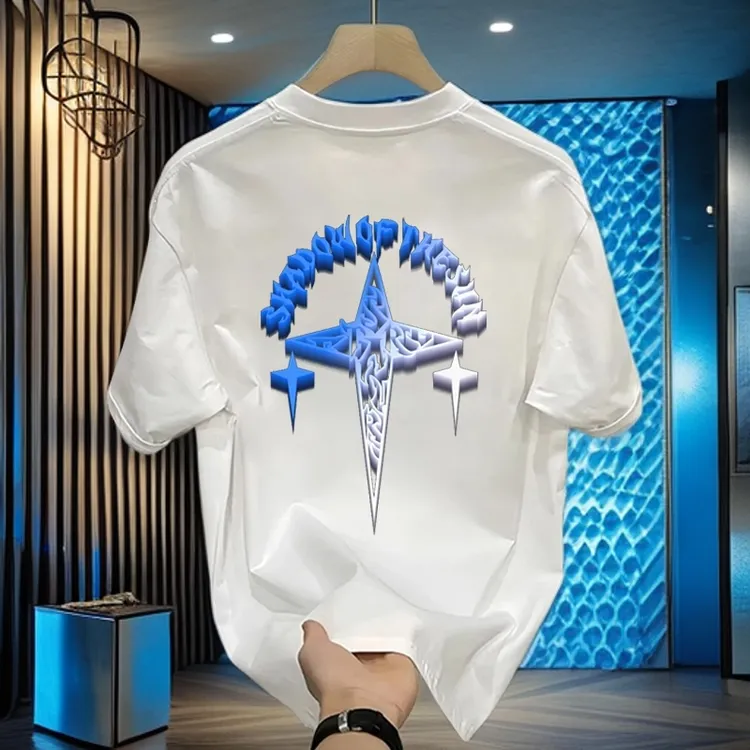 重磅纯棉潮牌痞帅T恤美式潮流印花男款夏季圆领宽松百搭短袖小众