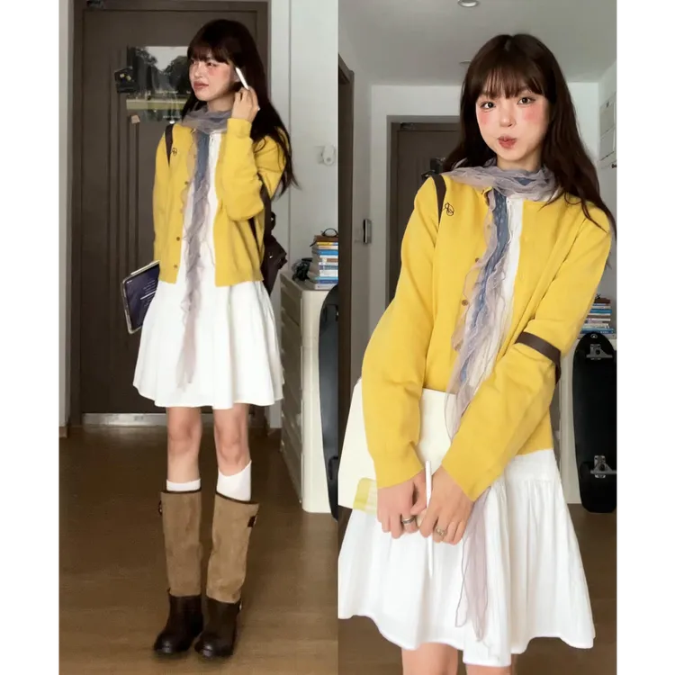 MARIE.COCO韩系百搭舒适毛衣针织开衫穿搭女早秋法式仙女连衣裙子