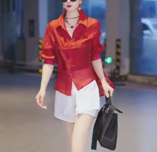 2025夏季新款网红同款洋气减龄韩版爆款衬衫上衣短裤两件套XI-乖