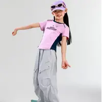 Z502 半度闲女童夏装短袖t恤洋气中大童儿童上衣T恤运动上衣户外