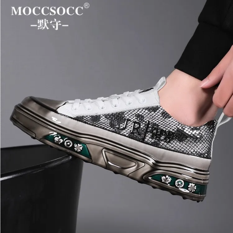 MOCCSOCC板鞋男款厚底增高鞋轻奢潮流痞帅男鞋时尚个性休闲运动鞋
