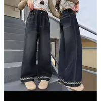 女童花边加绒牛仔裤11241