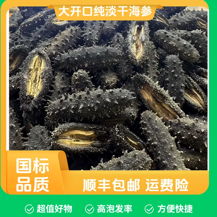 【国标】国标开口去牙 不用剪沙嘴 国标纯淡干海参-60头-福利款