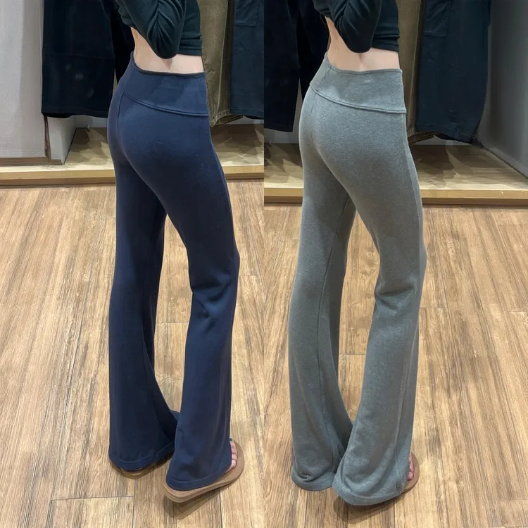【运费补贴】【加绒加厚】灰色微喇裤女秋冬2025新款高腰显瘦瑜伽裤