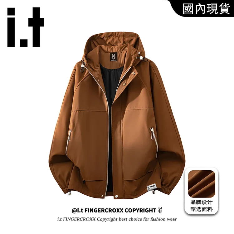 i.t FINGERCROXX外套男士新款秋季美式潮牌连帽夹克时尚百搭上衣