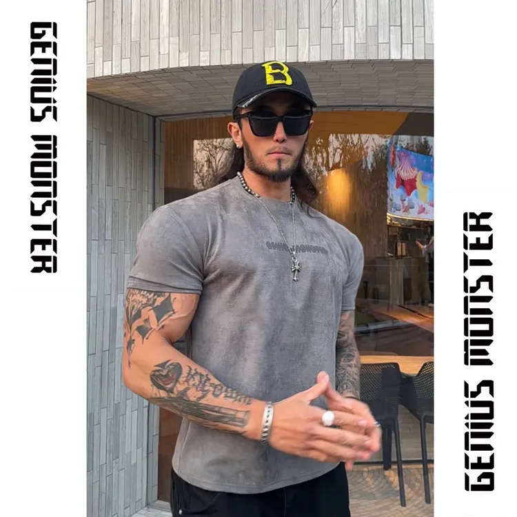 GM2.0冬季重工美式麂皮绒保暖短袖Remake版 休闲弹力圆领加绒半袖